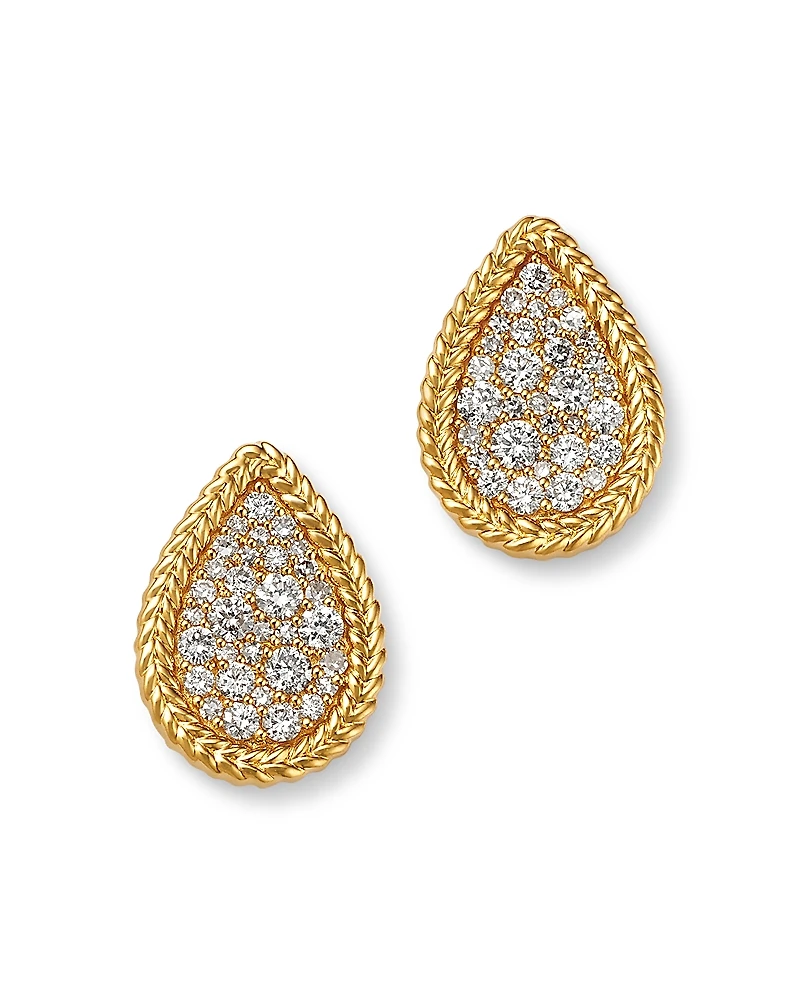 Bloomingdale's Fine Collection Diamond Pear Shaped Pave Studs with 14K Yellow Gold Bead Setting, 0.50 tcw