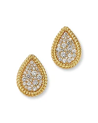 Bloomingdale's Fine Collection Diamond Pear Shaped Pave Studs with 14K Yellow Gold Bead Setting, 0.50 tcw