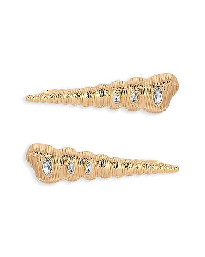 Ettika Cubic Zirconia Capri Shell Hair Barrettes, Set of 2