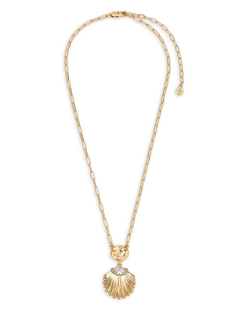 Santorini Cubic Zirconia Shell Pendant Necklace, 15"-18"