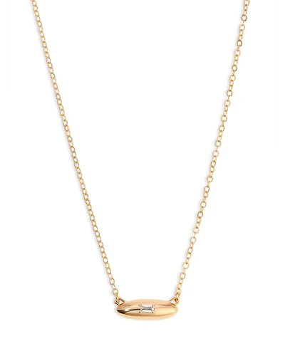 Baguette Crystal Oval Dome Simple Pendant Necklace, 20"