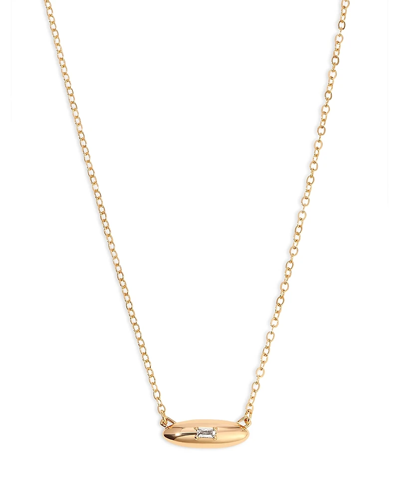Ettika Baguette Crystal Oval Dome Simple Pendant Necklace