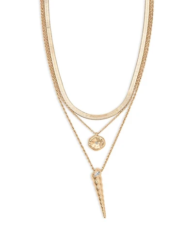 Saint Tropez Cubic Zirconia Shell Layered Pendant Necklace, 17"
