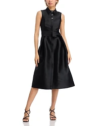 Teri Jon by Rickie Freeman Mikado Sleeveless Shirt Dress