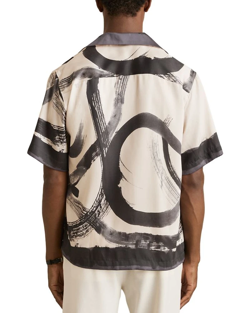 Oversized Printed Camp Shirt