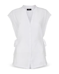 Button Down Tie Side Blouse