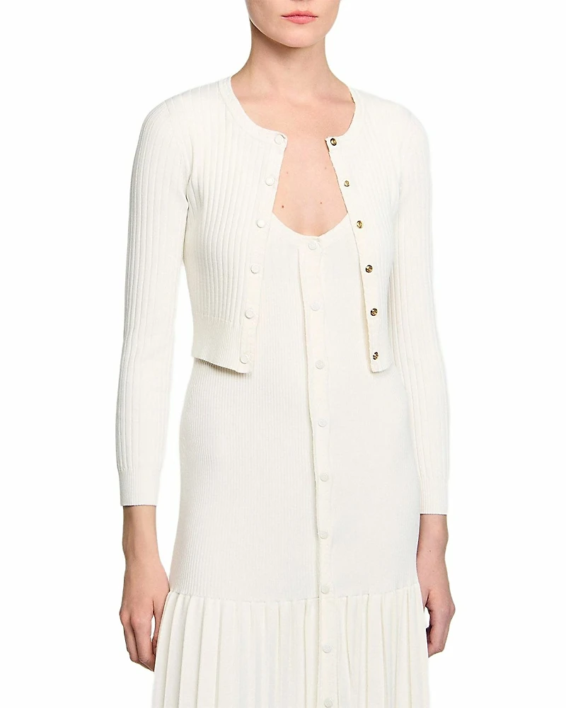 Sandro Cropped Rib Knit Cardigan