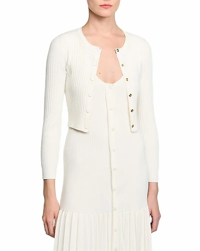 Sandro Cropped Rib Knit Cardigan