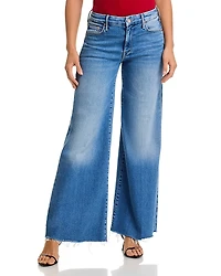 Mother Petites The Lil Roller Fray Wide Leg Jeans