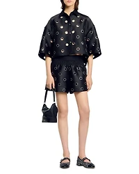 Rhinestone Cutout Shirt