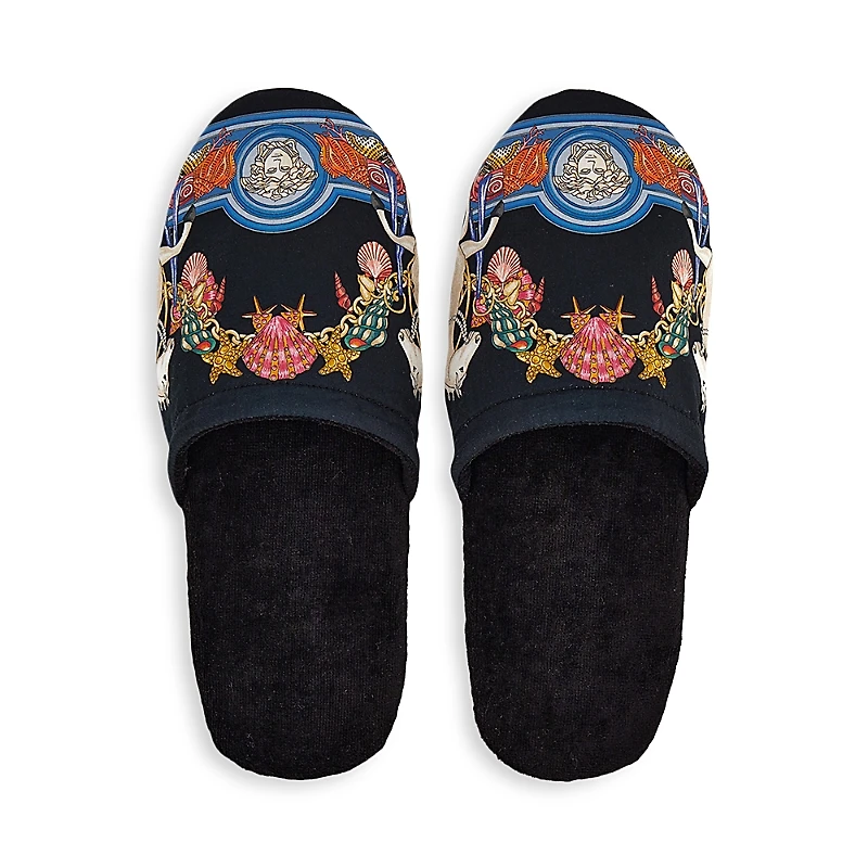Versace Coral Theatre Terry Bath Slippers