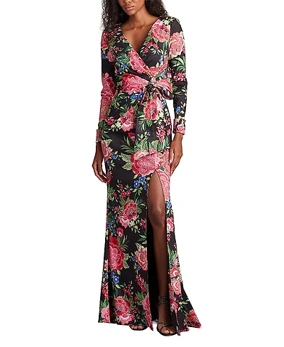 Tadashi Shoji Talvo Floral Print Wrap Gown