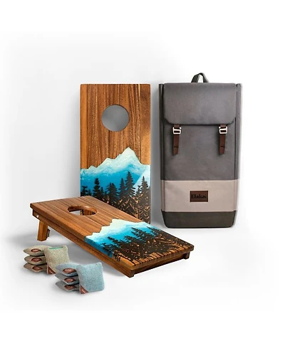 1ft x 2ft River Epoxy Resin with Live Edge Acacia Pathfinder ART Cornhole Board Sets
