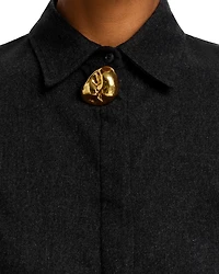 Wool Blend Pepita Boxy Fit Shirt