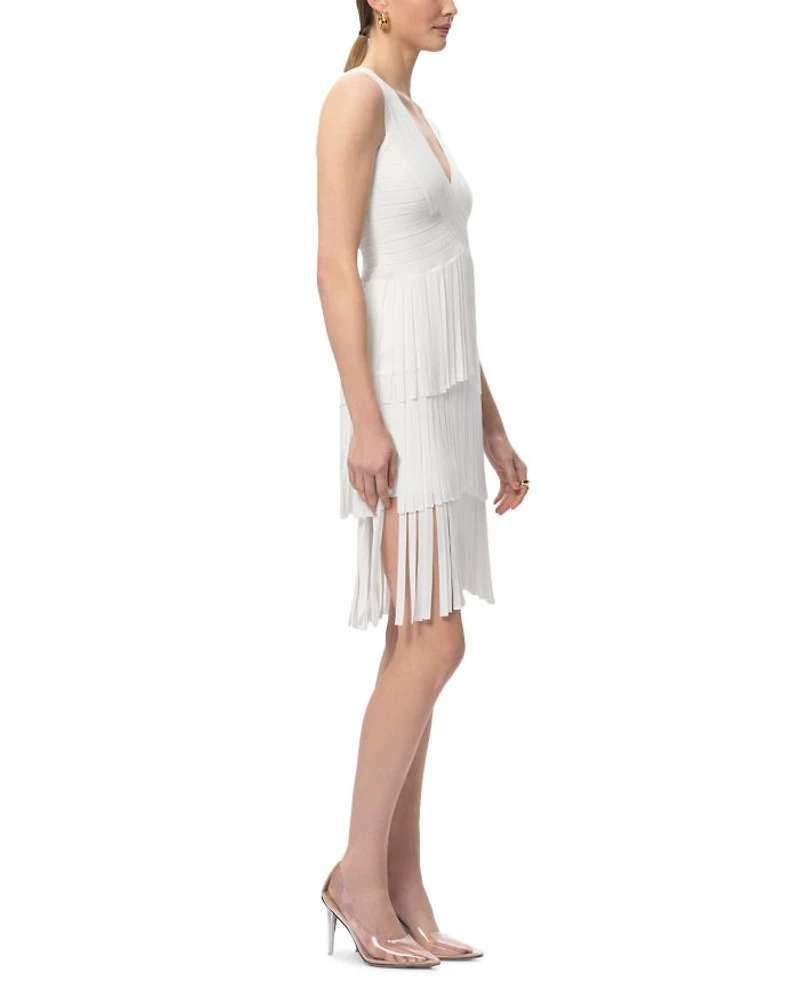 V Neck Gracie Midi Fringed Dress