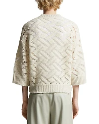 Textured Three Quarter Sleeve Sweater