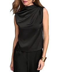 Donna Karan Draped High Neck Sleeveless Top