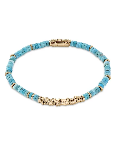 14K Yellow Gold Heishi Turquoise Bracelet