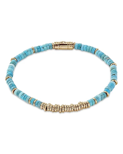 John Hardy 14K Yellow Gold Heishi Turquoise Bracelet