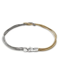 14K Yellow Gold & Sterling Silver Love Knot Weave Double Strand Bracelet