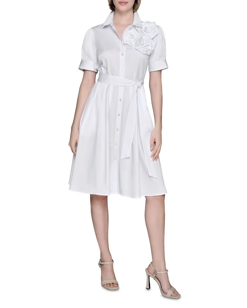 Flower Corsage Shirtdress