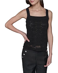 Fan Detail Sweater Tank Top
