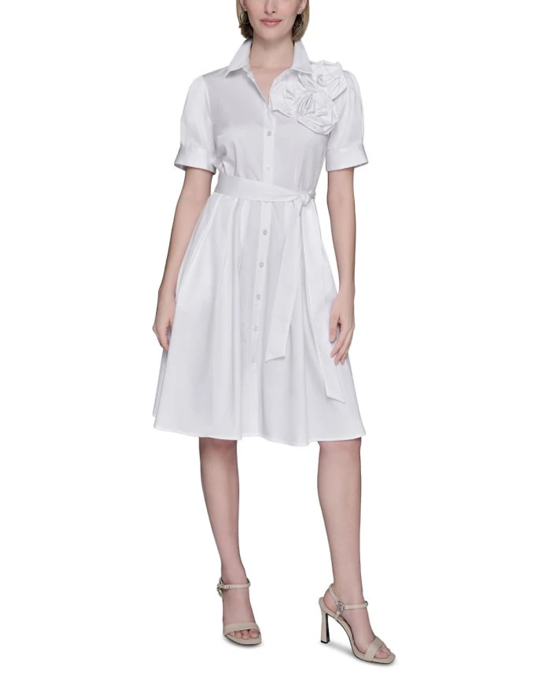 Flower Corsage Shirtdress