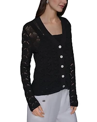 Fan Detail Button Up Sweater