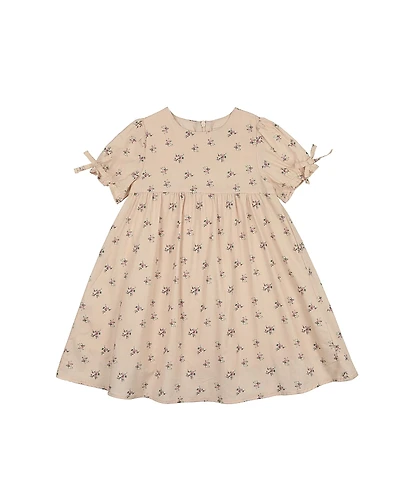 Maniere Girls' Rose Dot Short Sleeve Dress - Little Kid