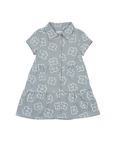 Maniere Girls' Tiered Flower Short Sleeve Dress - Little Kid