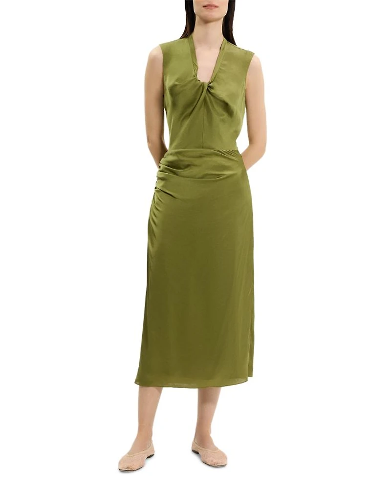 Ruched Midi Skirt Crushed Satin