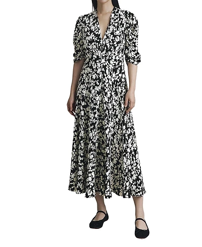 Ghost London Madi Crepe Floral Midi Dress