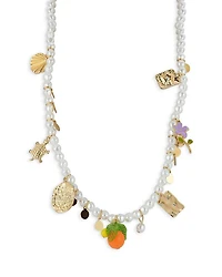 Crystal & Imitation Pearl Charm Necklace, 16"-19" - Exclusive