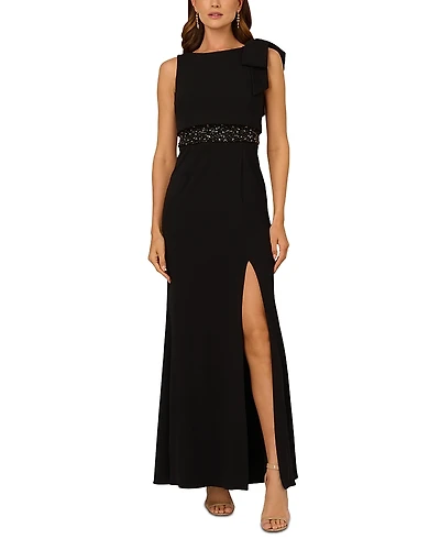 Adrianna Papell Beaded Crepe Popover Dress