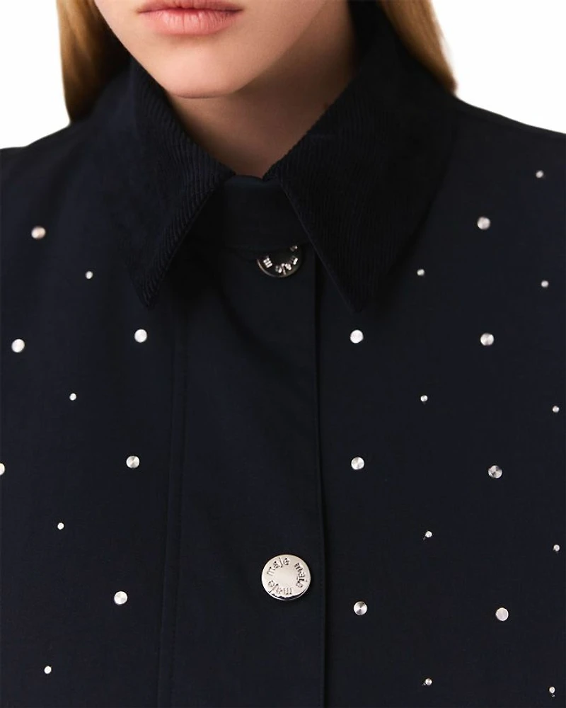 Short Velvet Collar Studded Jacket