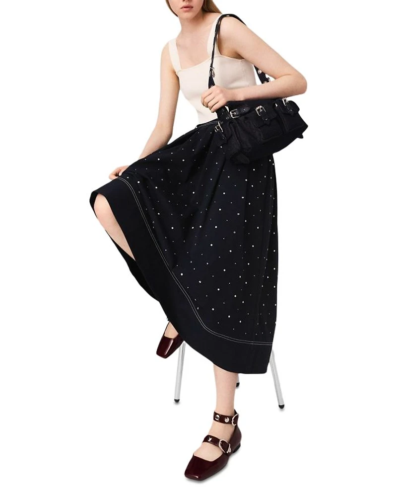 Long Studded Cotton Skirt