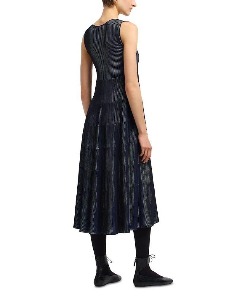 Bicolor Ribbed Striped Midi Dress