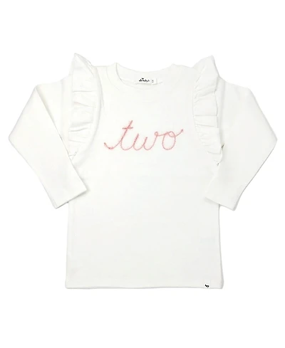 oh baby! Girls' Millie two Pink Sparkle Embroidered Tee - Little Kid