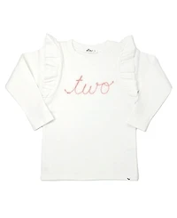 oh baby! Girls' Millie two Pink Sparkle Embroidered Tee - Little Kid