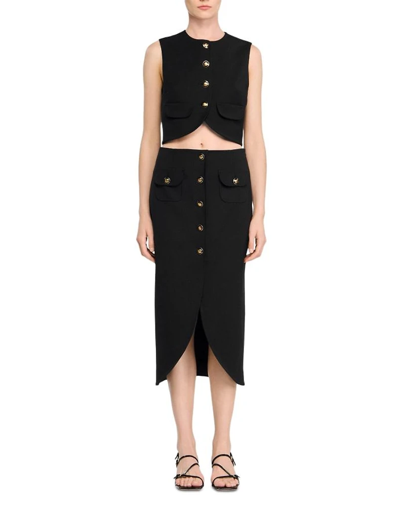Buttoned Midi Skirt