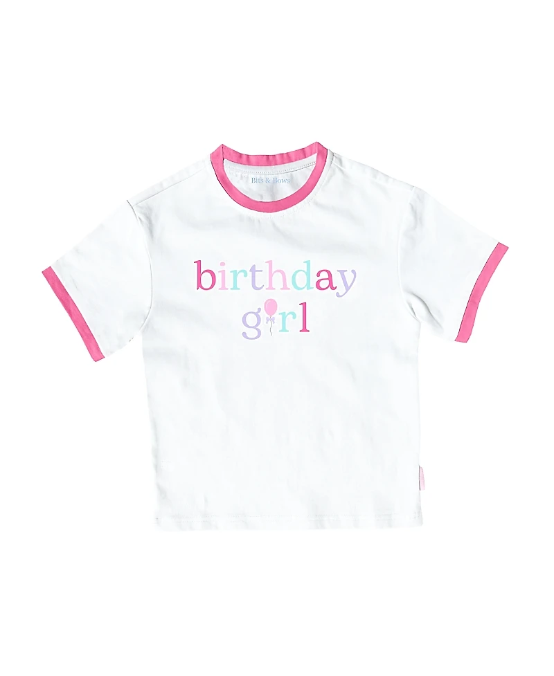 Bits & Bows Birthday Girls' Crewneck T-shirt - Little Kid, Big Kid