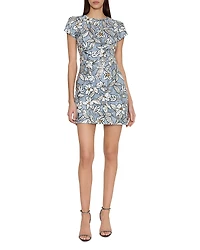 Milly Rowen Silver Floral Sequins Dress