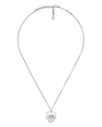 Sterling Silver Blind for Love Double G Heart Pendant Necklace, 19.7-21.7"