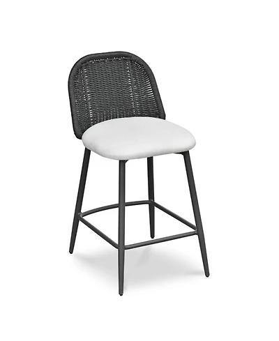 Alexa Rattan Performance Fabric Outdoor Counter Stool