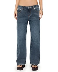 Edikted Petite Ace Relaxed Dark Rinse Wash Jeans