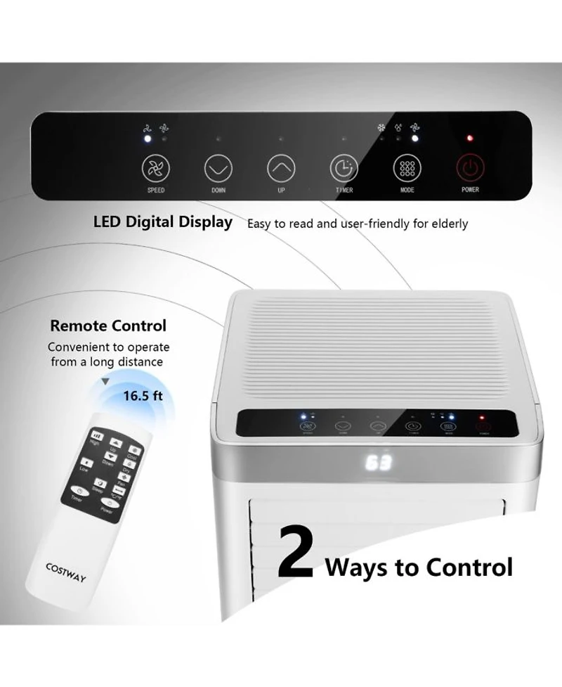 8000 BTU Portable Air Conditioner 3-in-1 Air Cooler with Remote Control