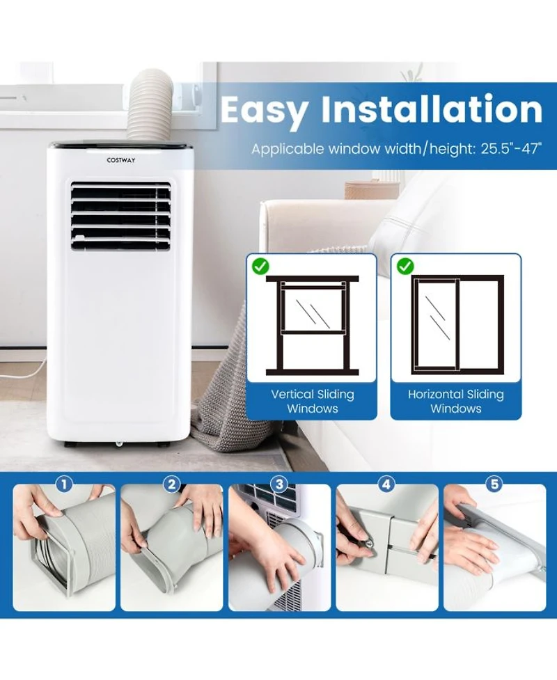 6000 BTU (9000 BTU ASHAR) Portable Air Conditioner 3-in-1 AC Unit with Cool Dehum Fan Sleep Mode