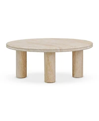 Amora Faux Travertine Indoor/Outdoor 32 inch Round Accent Table