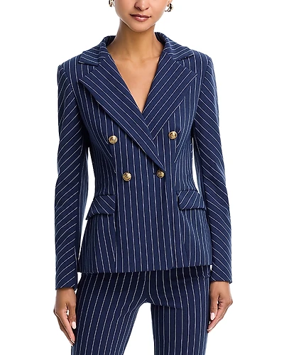 Chiara Boni La Petite Robe Goldas Pinstriped Double Breasted Blazer
