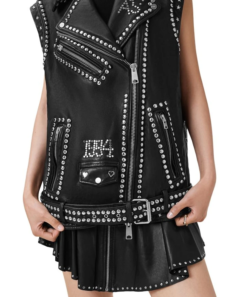 Billie Embellished Leather Vest